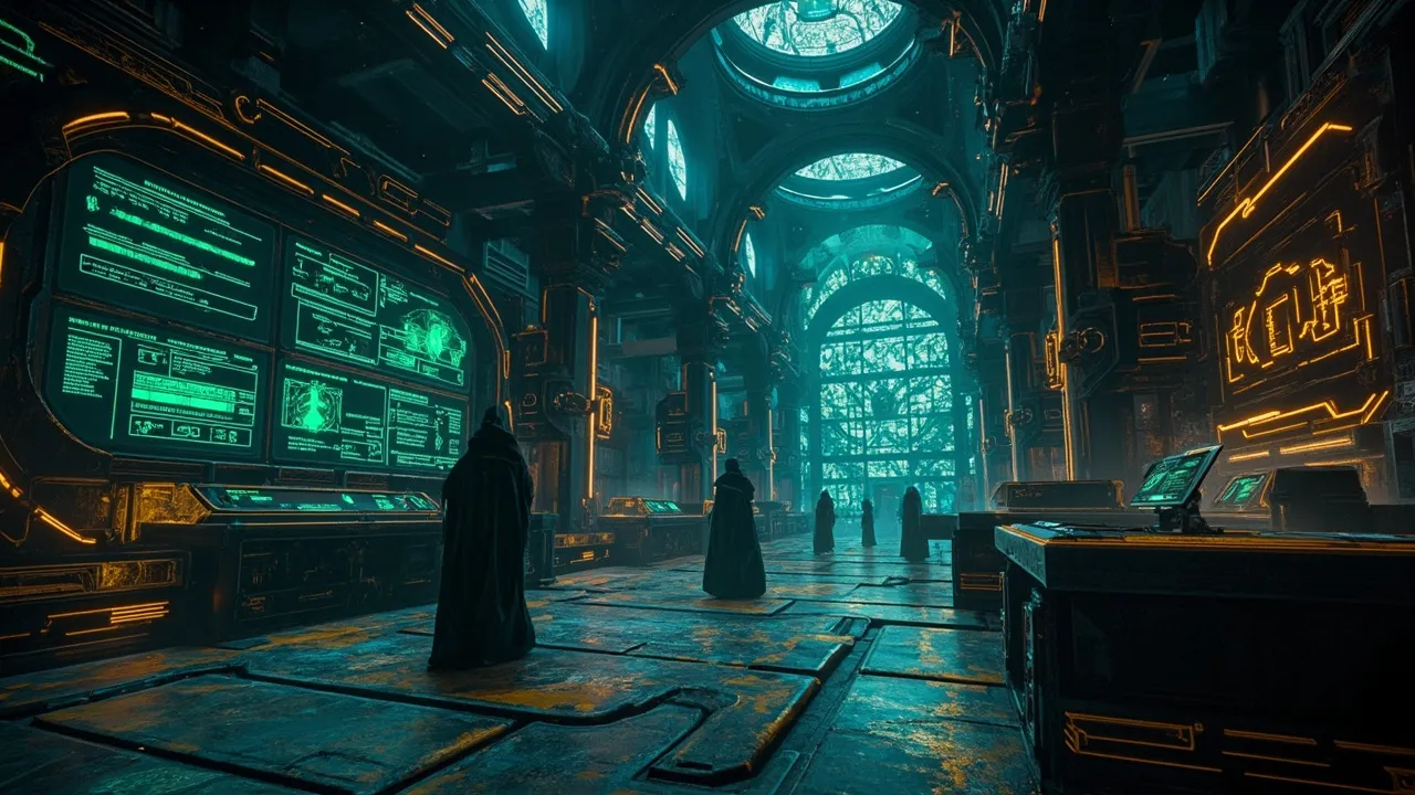 A cosmic operations chamber where one glowing panel shows HTTP 200 while deeper diagnostic machinery reveals the system is still unverified.